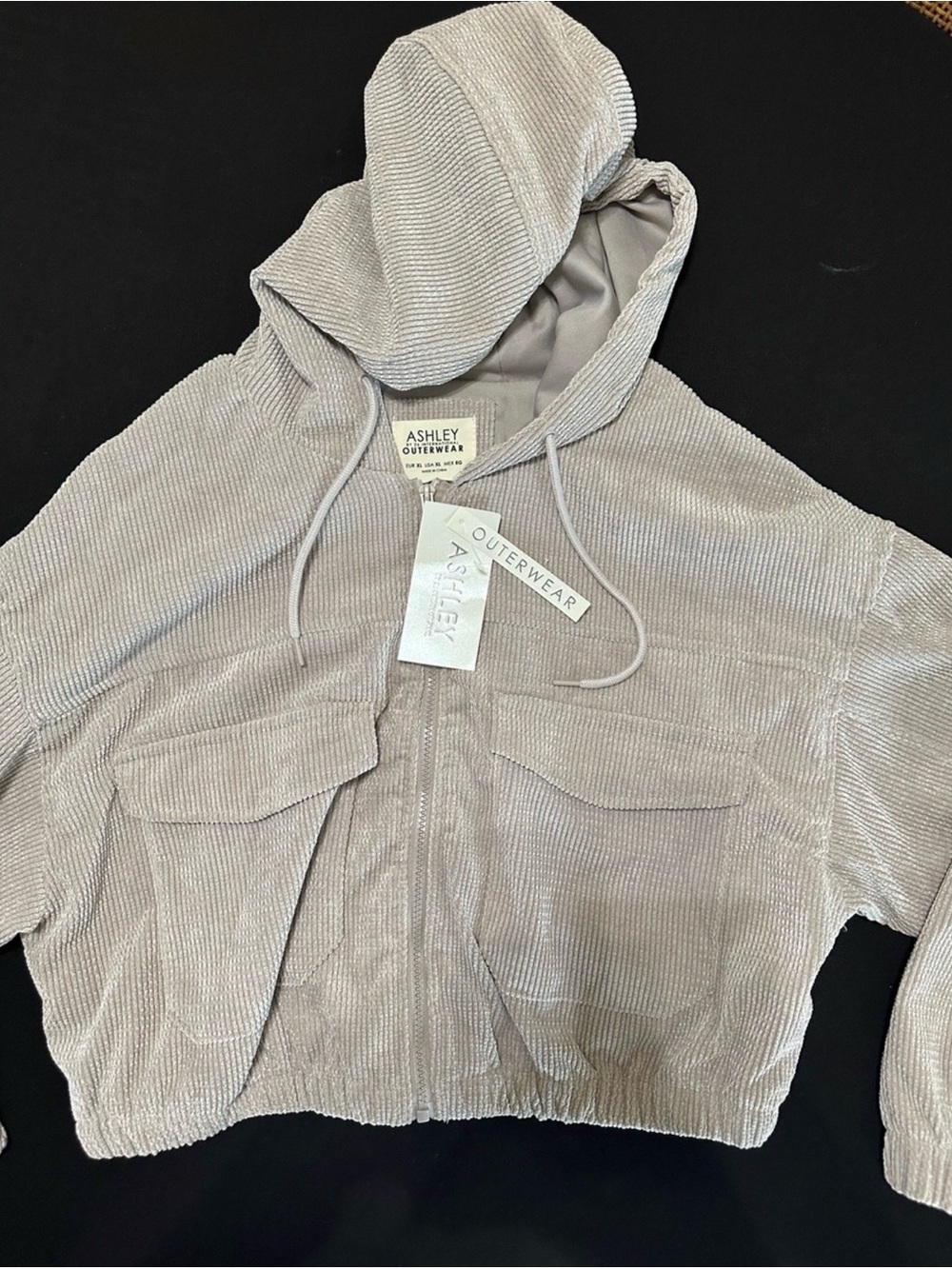 Women's Light Lavender “Taupe” Corduroy Hooded Jacket